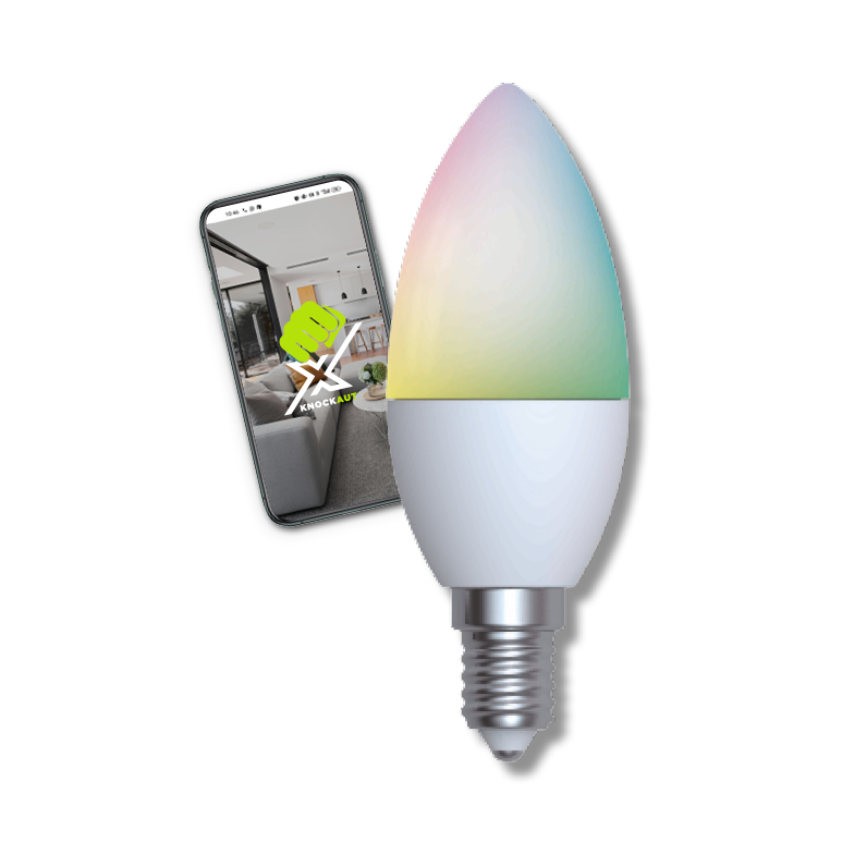 KnockautX LED White & Full Color E14 6W Leuchte Glühbirne Smart Voll Farbe Samrt Home Gebäudeautomation App Steuerung Brelag Schweiz AG