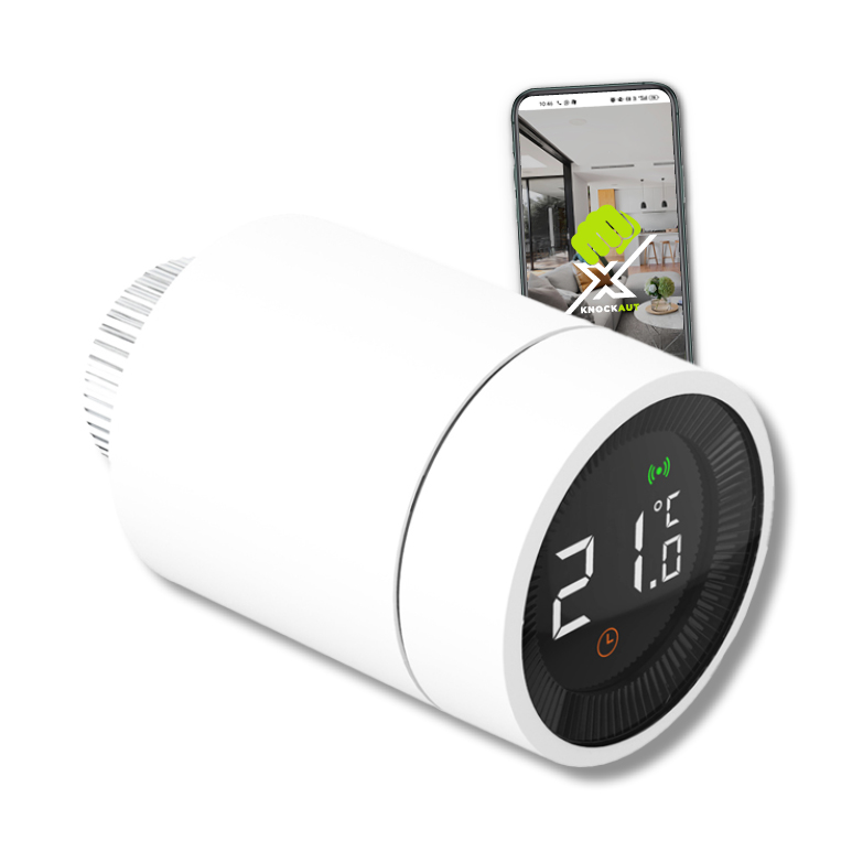 KnockautX Heizkörper-Thermostat Smart Home Gebäudeautomation Brelag Schweiz AG Raumthermostat Energiemanagement Energie Heizkosten Sparen App Steuerung