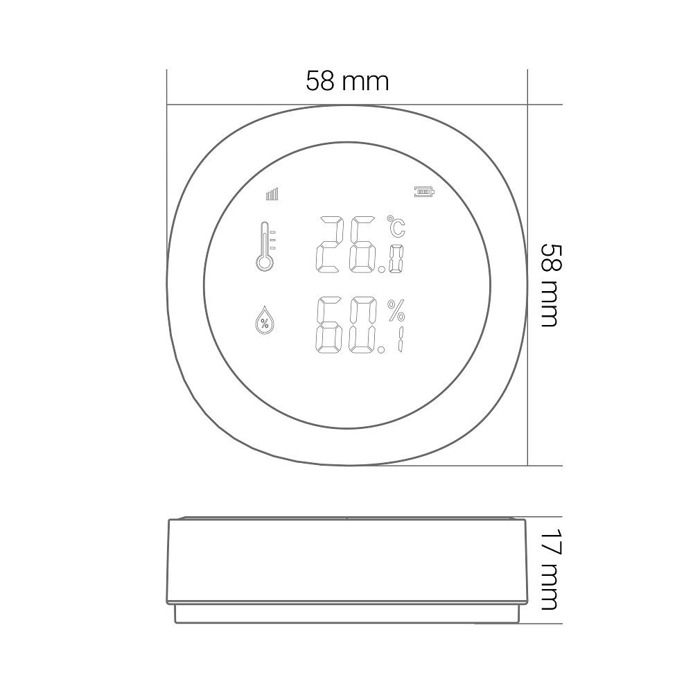 KnockautX Temperatur-/Feuchtigkeitssensor LCD Display Smart Home Gebäudeautomation App Steuerung Luftqualität Heizung Lüftung Funk Batterie Kabellos Plug and Play