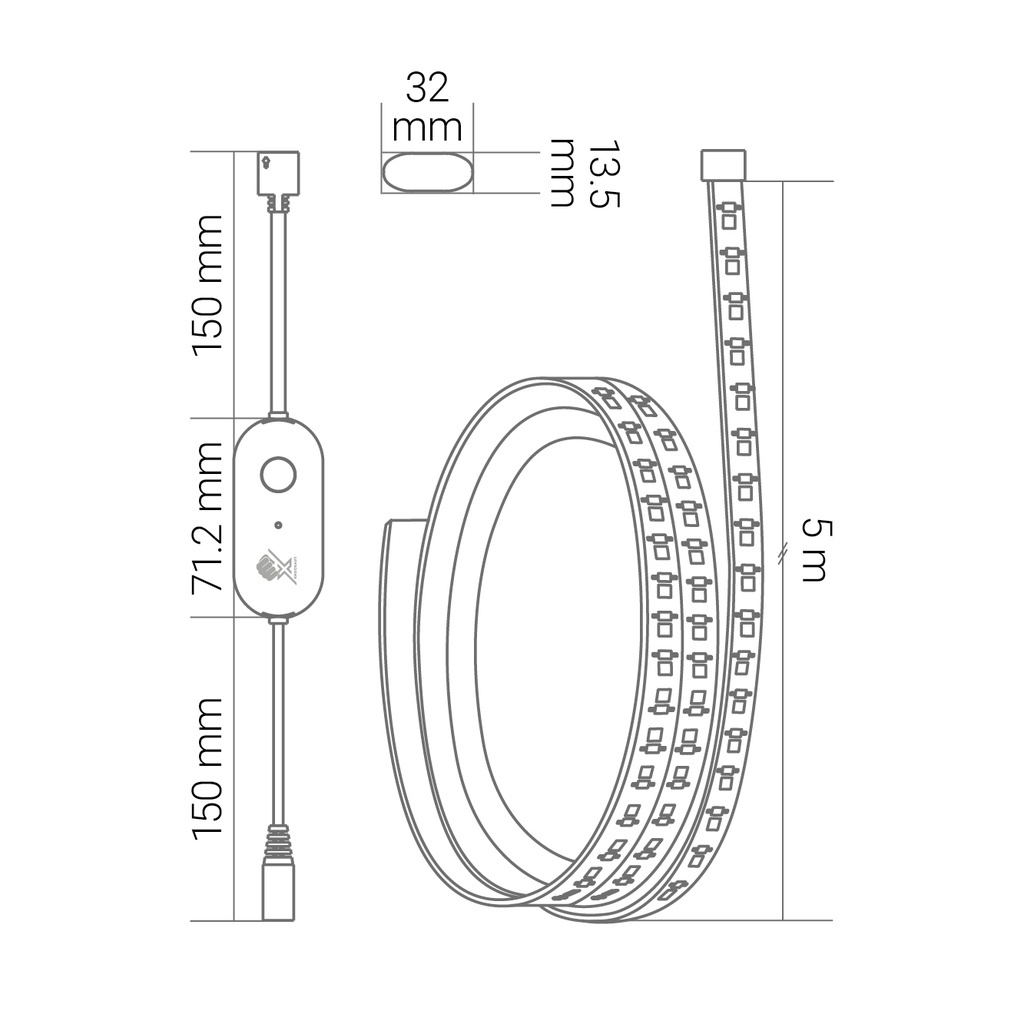 KnockautX LED-Lichtband RGBCW 12V | 5m KnockautX LED White & Full Color Strip Stripe Light Hue Leuchte Glühbirne Smart Voll Farbe Smart Home Gebäudeautomation App Steuerung Brelag Schweiz AG Smarte Beleuchtung