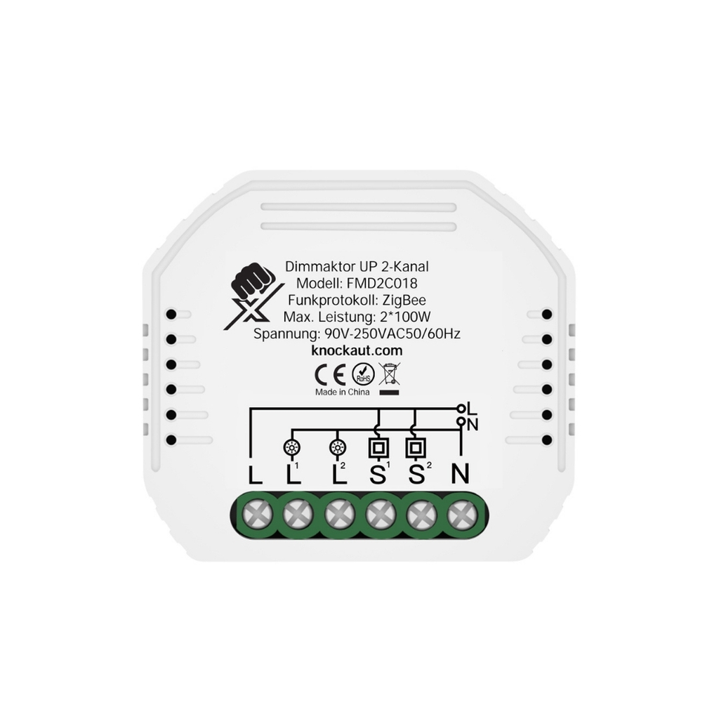 KnockautX Dimmaktor Unterputz 2-Kanal